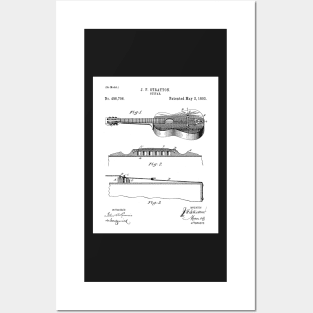 Acoustic Guitar Patent - Guitar Player Music Lover Art - White Posters and Art